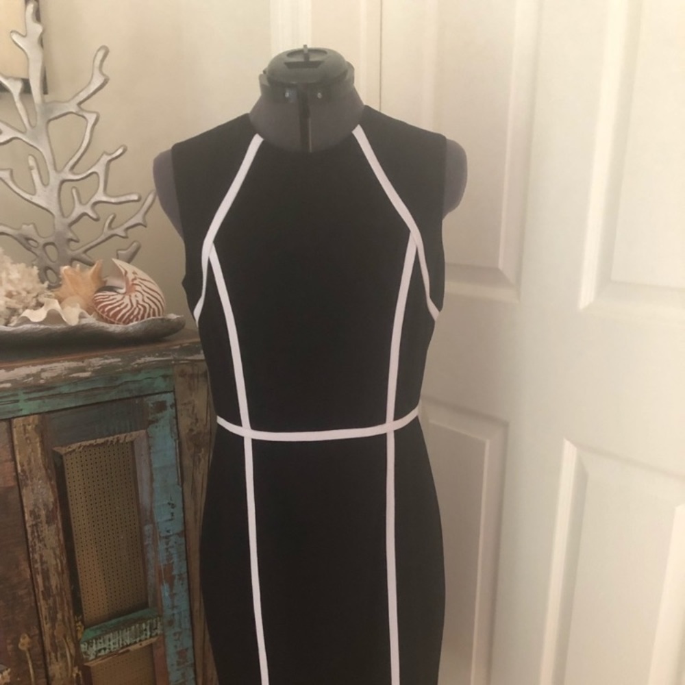 Calvin Klein Black and White Sheath Dress - Size 4